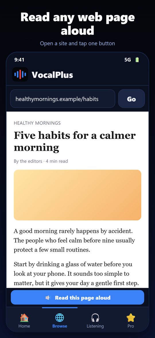 Reading a web page aloud
